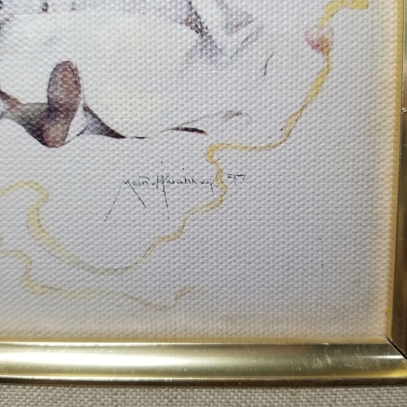 Susanna By Maud Humphrey Bogart 1988 Vtg Framed Canvas Art Girl Playing Banjo - Picture 3 of 13